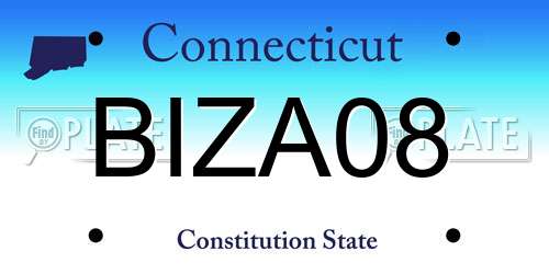 BIZA08 Connecticut License Plate