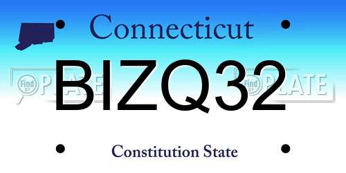 BIZQ32 Connecticut License Plate