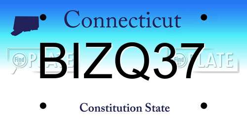 BIZQ37 Connecticut License Plate