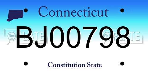 BJ00798 Connecticut License Plate