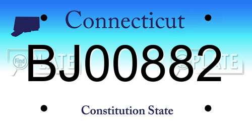 BJ00882 Connecticut License Plate