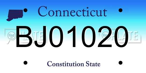 BJ01020 Connecticut License Plate