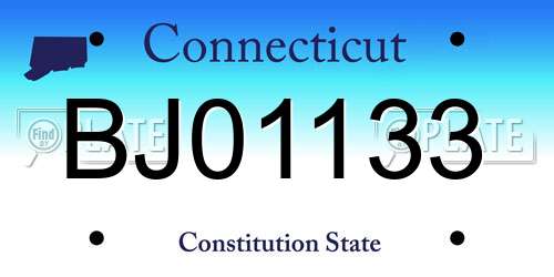 BJ01133 Connecticut License Plate
