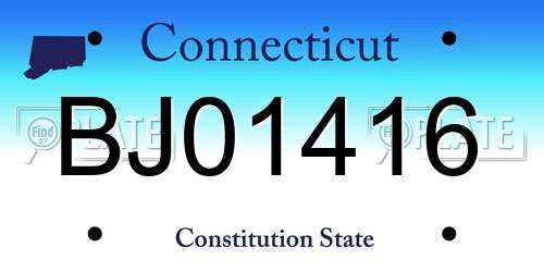 BJ01416 Connecticut License Plate
