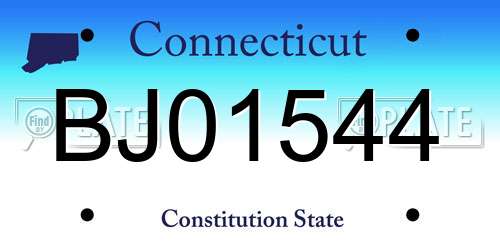 BJ01544 Connecticut License Plate