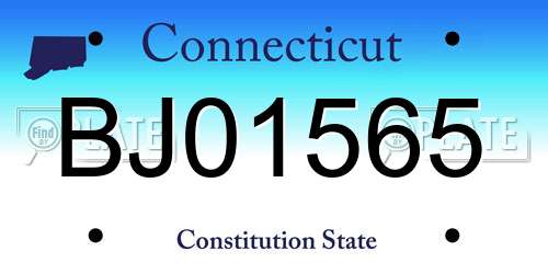 BJ01565 Connecticut License Plate