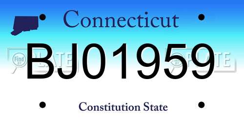 BJ01959 Connecticut License Plate
