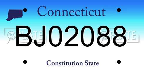 BJ02088 Connecticut License Plate