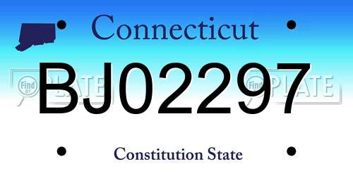 BJ02297 Connecticut License Plate