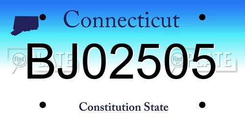 BJ02505 Connecticut License Plate