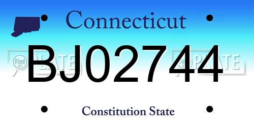 BJ02744 Connecticut License Plate