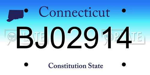 BJ02914 Connecticut License Plate