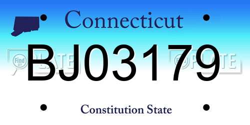 BJ03179 Connecticut License Plate