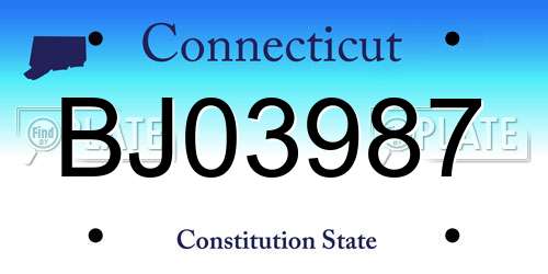 BJ03987 Connecticut License Plate