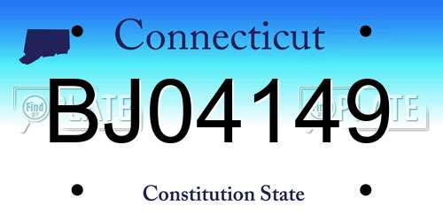 BJ04149 Connecticut License Plate