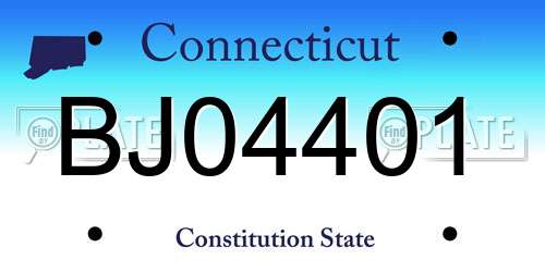 BJ04401 Connecticut License Plate