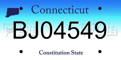 BJ04549 Connecticut License Plate