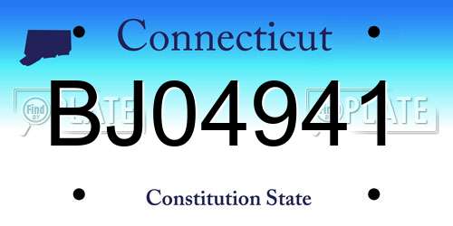 BJ04941 Connecticut License Plate