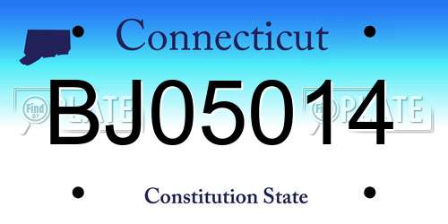 BJ05014 Connecticut License Plate