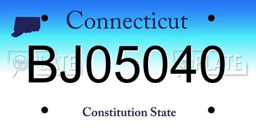 BJ05040 Connecticut License Plate