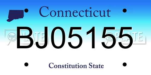 BJ05155 Connecticut License Plate