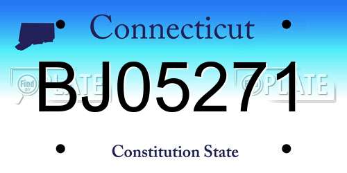 BJ05271 Connecticut License Plate
