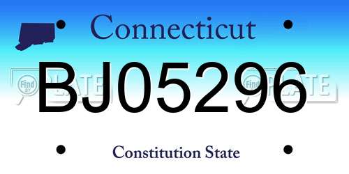 BJ05296 Connecticut License Plate
