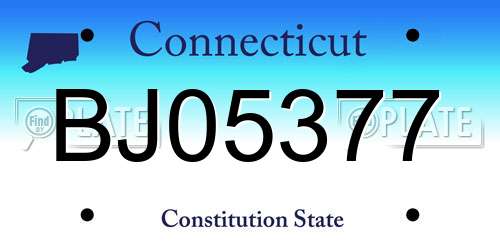 BJ05377 Connecticut License Plate
