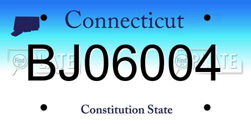 BJ06004 Connecticut License Plate