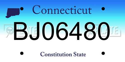 BJ06480 Connecticut License Plate