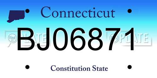 BJ06871 Connecticut License Plate