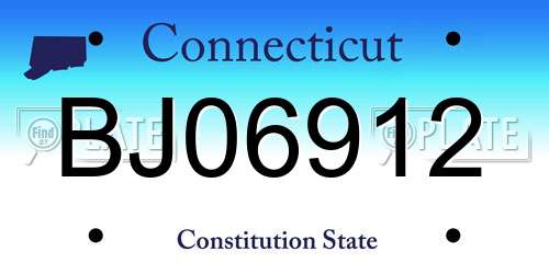 BJ06912 Connecticut License Plate