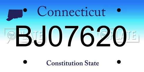 BJ07620 Connecticut License Plate
