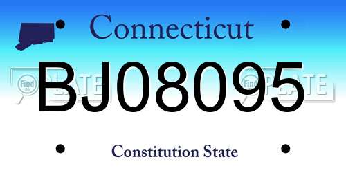 BJ08095 Connecticut License Plate
