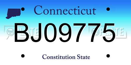 BJ09775 Connecticut License Plate
