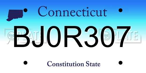 BJ0R307 Connecticut License Plate