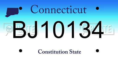 BJ10134 Connecticut License Plate