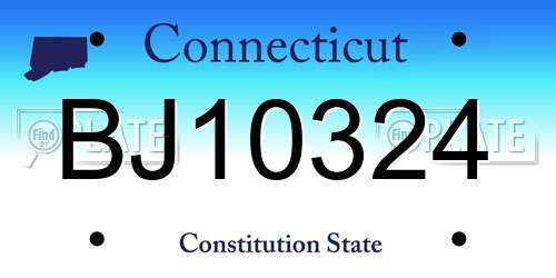 BJ10324 Connecticut License Plate