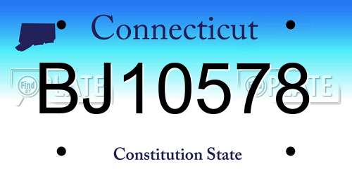 BJ10578 Connecticut License Plate