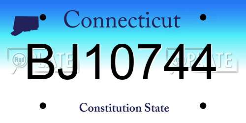 BJ10744 Connecticut License Plate