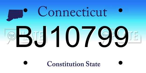 BJ10799 Connecticut License Plate
