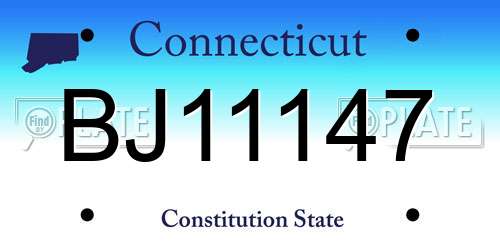 BJ11147 Connecticut License Plate