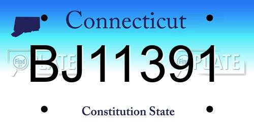 BJ11391 Connecticut License Plate