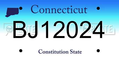 BJ12024 Connecticut License Plate