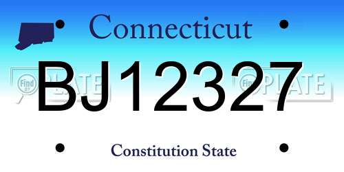 BJ12327 Connecticut License Plate