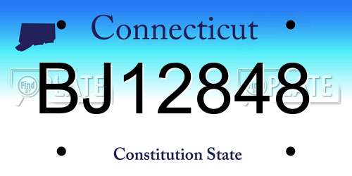 BJ12848 Connecticut License Plate