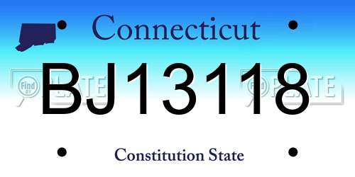 BJ13118 Connecticut License Plate