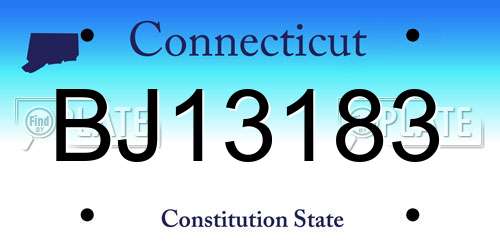 BJ13183 Connecticut License Plate