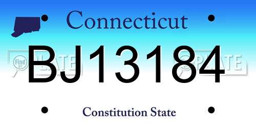 BJ13184 Connecticut License Plate