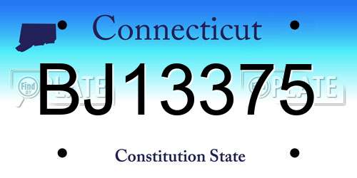 BJ13375 Connecticut License Plate